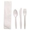 Boardwalk Mediumweight Fork/Knife/Napkin/Spoon 4-Piece Plastic Cutlery Kit - White (250/Carton)